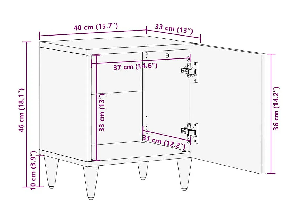 Tables chevet 2 pcs gris clair 40x33x46 cm bois manguier solide
