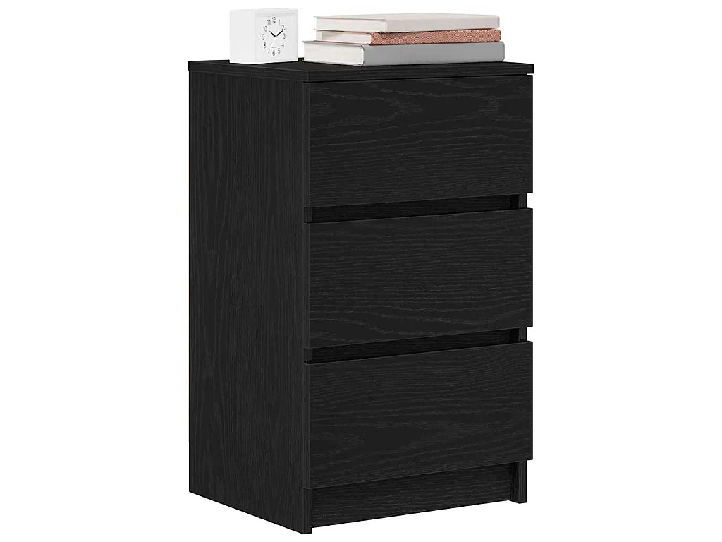 Comodini con 3 Cassetti 2 pz Nero 39x35x65 cm