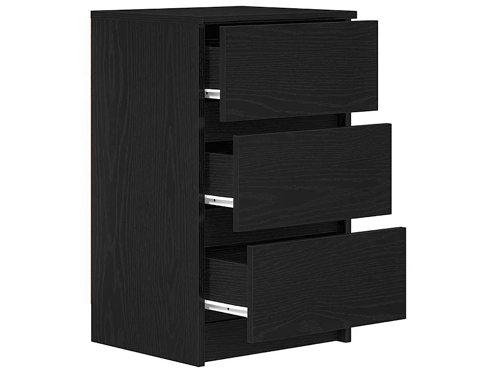 Comodini con 3 Cassetti 2 pz Nero 39x35x65 cm