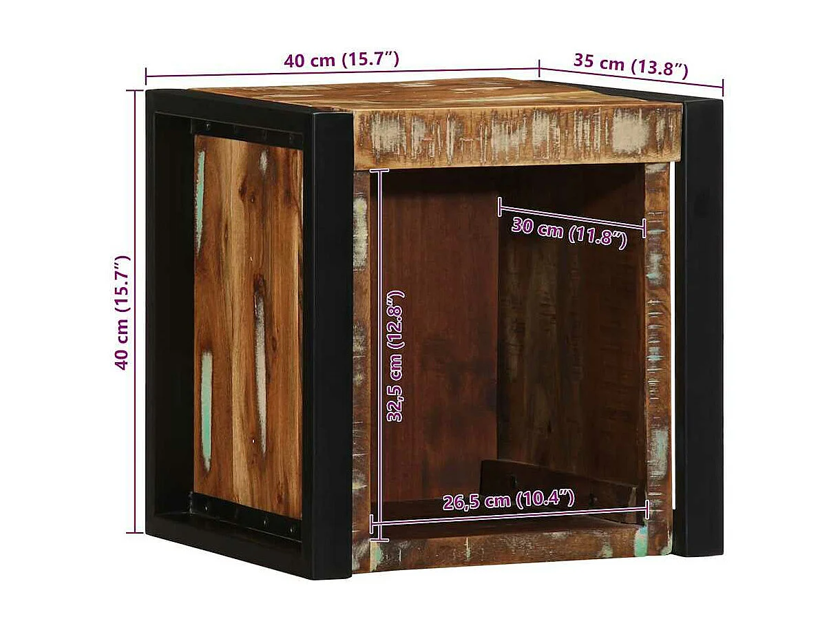Tables de chevet 2 pcs multicolore 40x35x40cm bois récupération