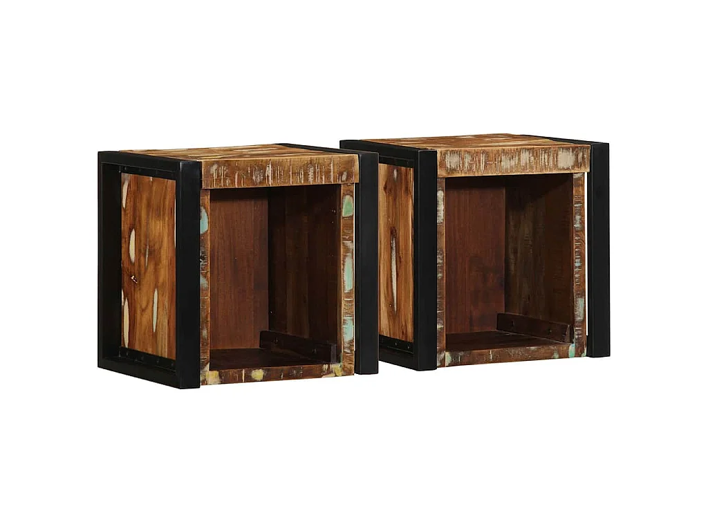 Tables de chevet 2 pcs multicolore 40x35x40cm bois récupération