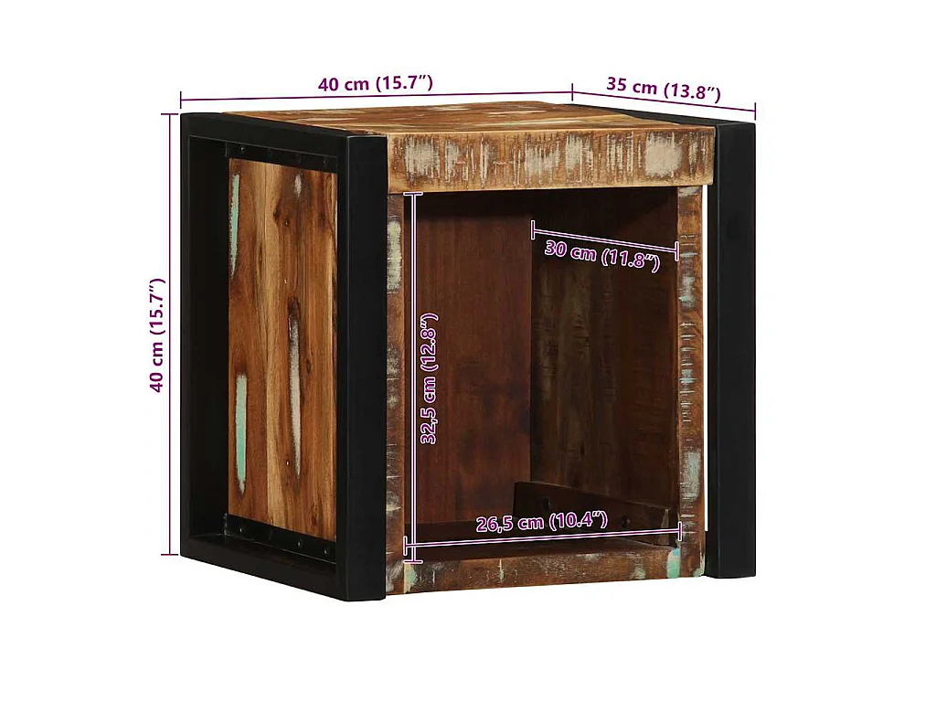Tables de chevet 2 pcs multicolore 40x35x40cm bois récupération