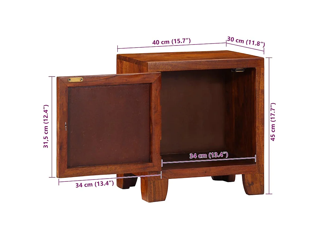 Nachtkastje 40x30x45 cm massief acaciahout