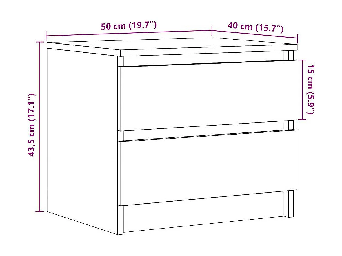 Nachttische 2 Stk. Artisan-Eiche 50x40x43,5 cm Holzwerkstoff