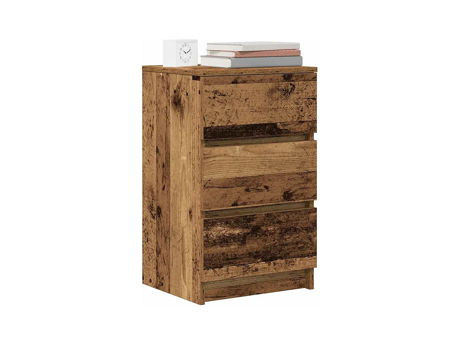 Nachttische mit 3 Schubladen 2 Stk. Altholz-Optik 39x35x65 cm