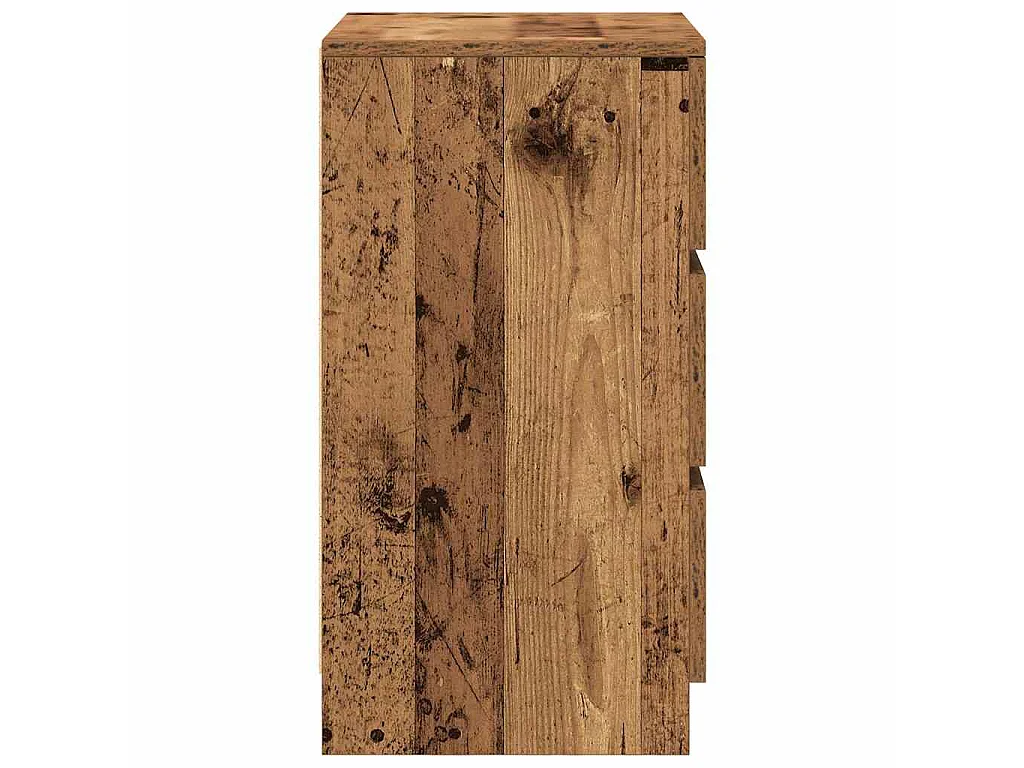 Mesas de cabeceira 3 gavetas 2 pcs 39x35x65cm madeira velha