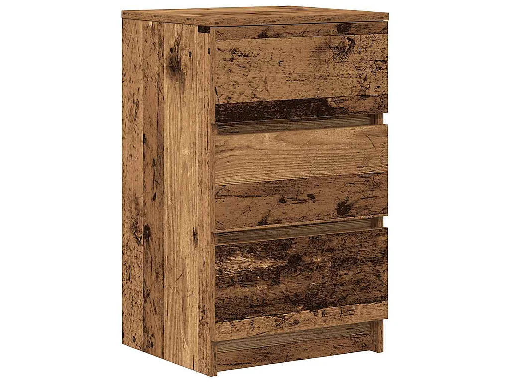 Mesas de cabeceira 3 gavetas 2 pcs 39x35x65cm madeira velha