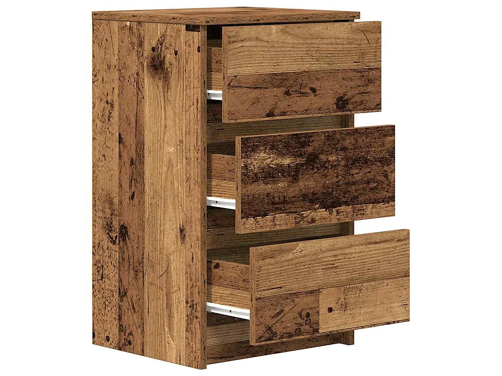 Mesas de cabeceira 3 gavetas 2 pcs 39x35x65cm madeira velha
