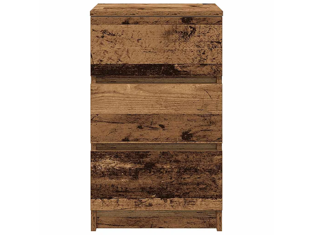 Mesas de cabeceira 3 gavetas 2 pcs 39x35x65cm madeira velha