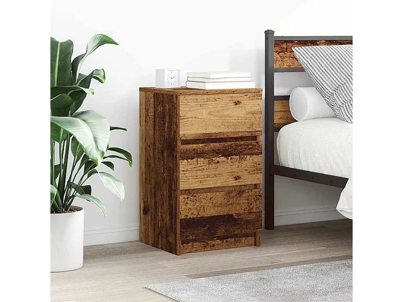 Nachtkastjes met 3 lades 2 st 39x35x65 cm oud hout