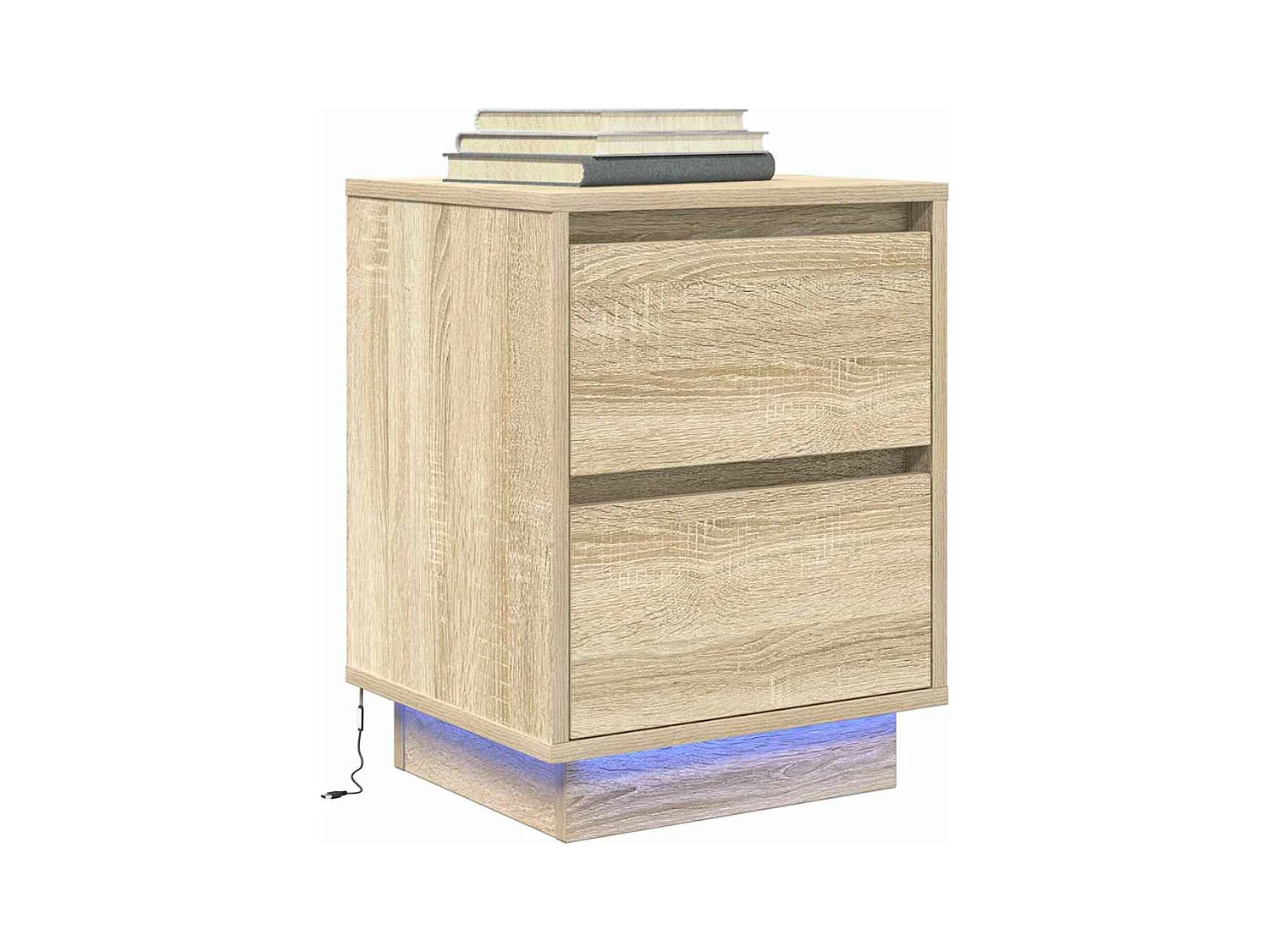 Table de chevet avec lumières LED chêne sonoma 38x34x50 cm