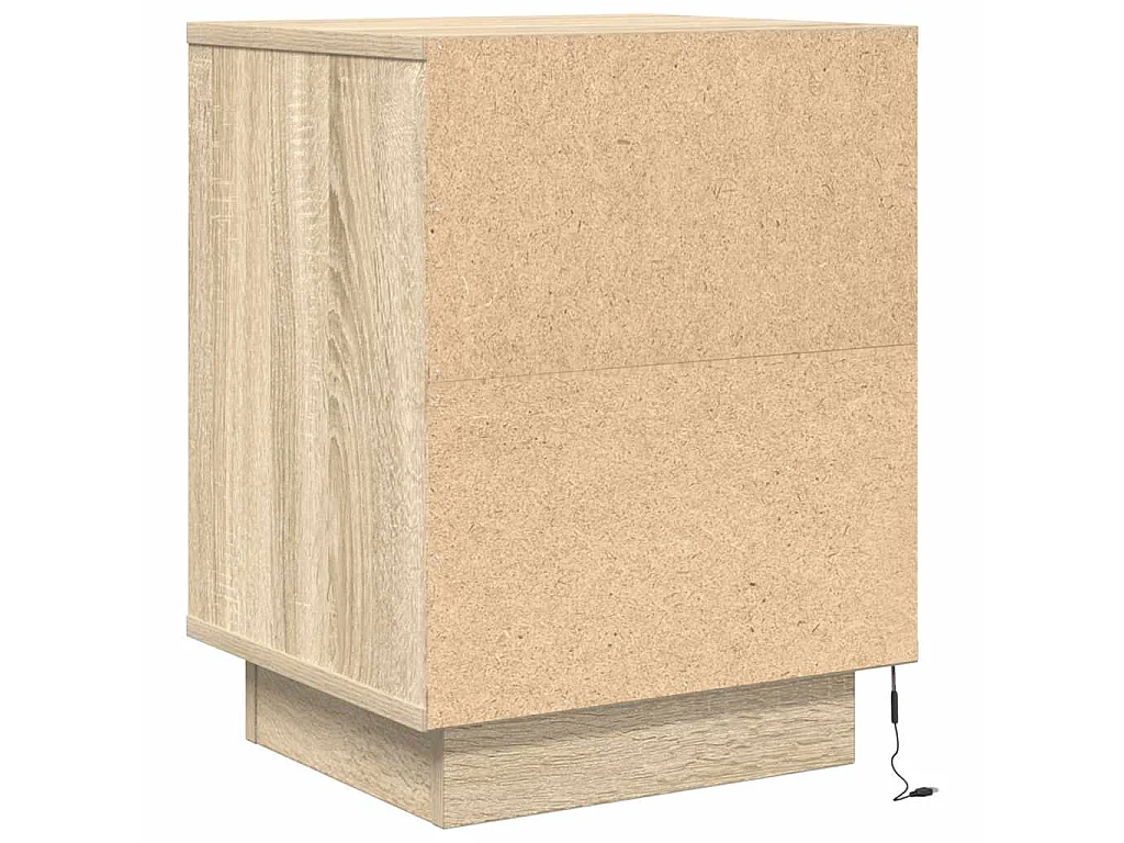 Comodino con Luci LED Rovere Sonoma 38x34x50 cm