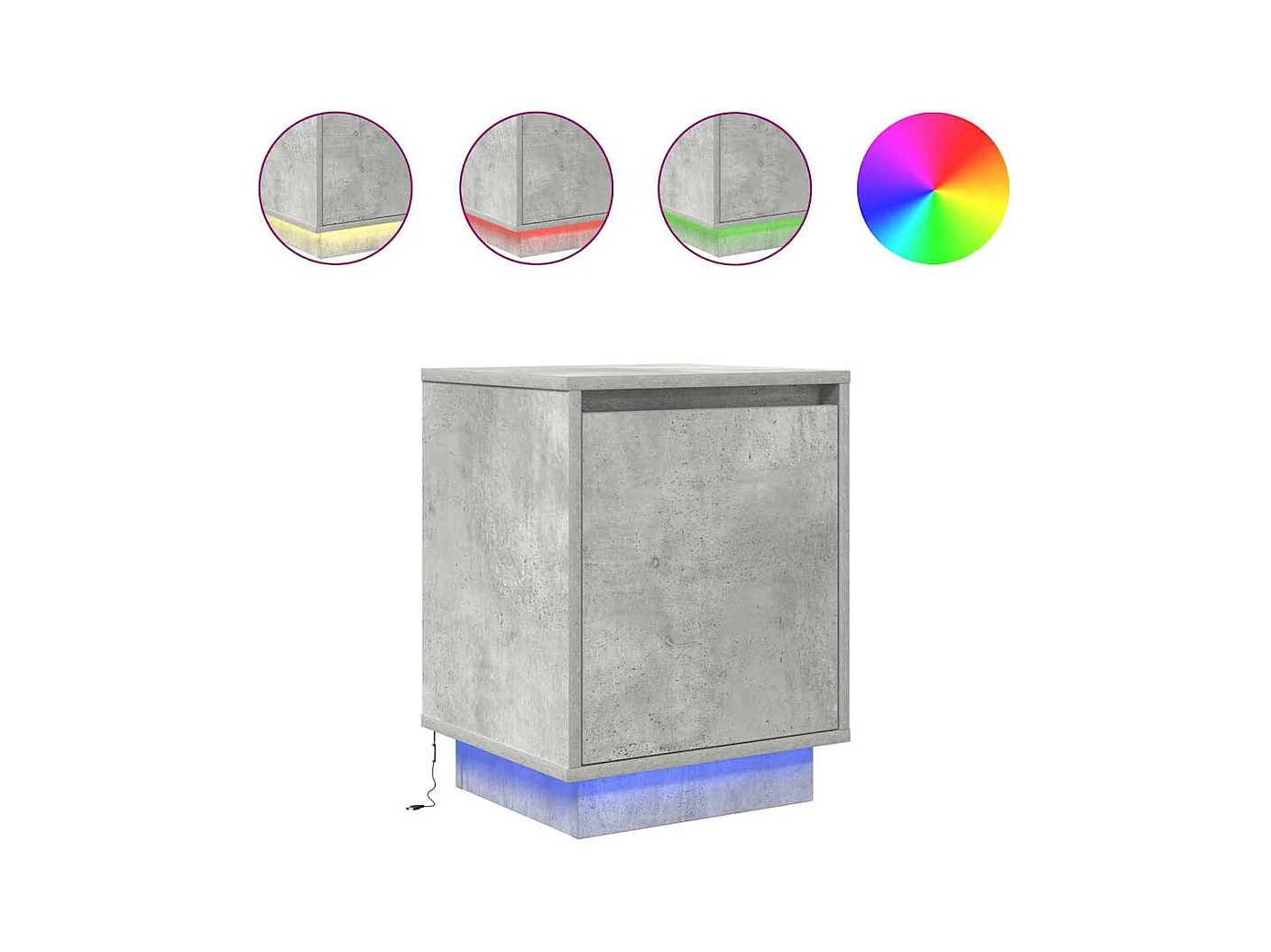 Nachtkastje met LED-verlichting 38x34x50 cm betongrijs