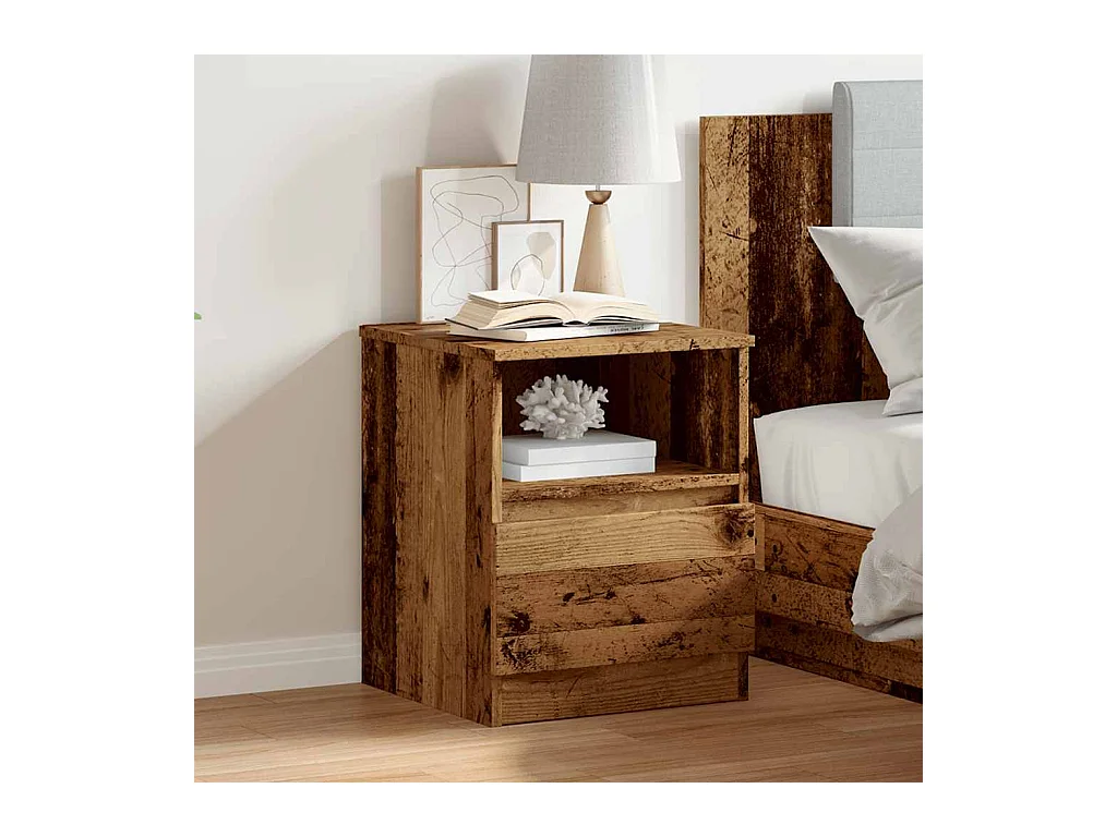 Table de chevet vieux bois 40x40x50 cm bois d’ingénierie