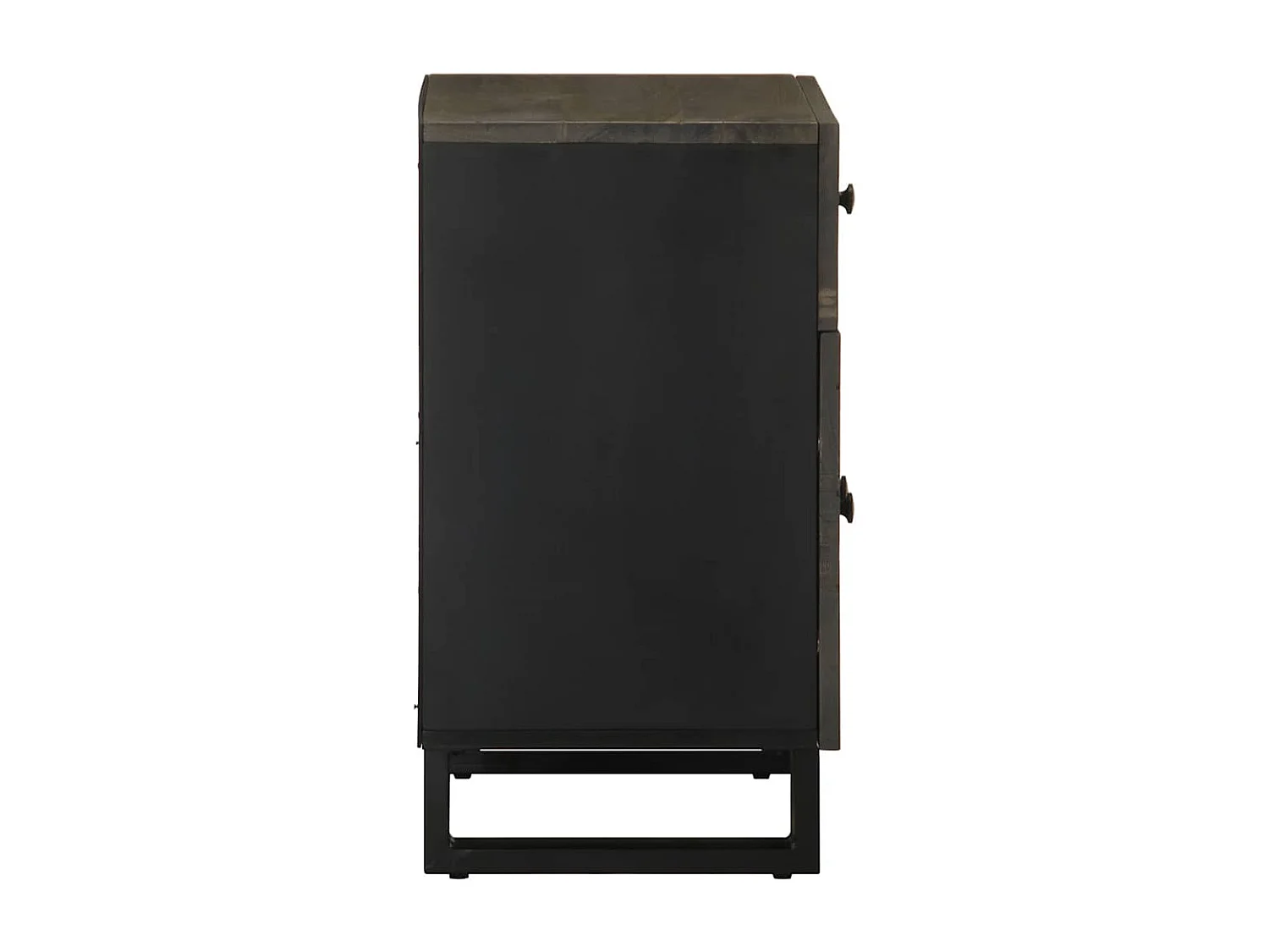 Comodino Nero 50x33x60 cm in Legno Massello di Mango