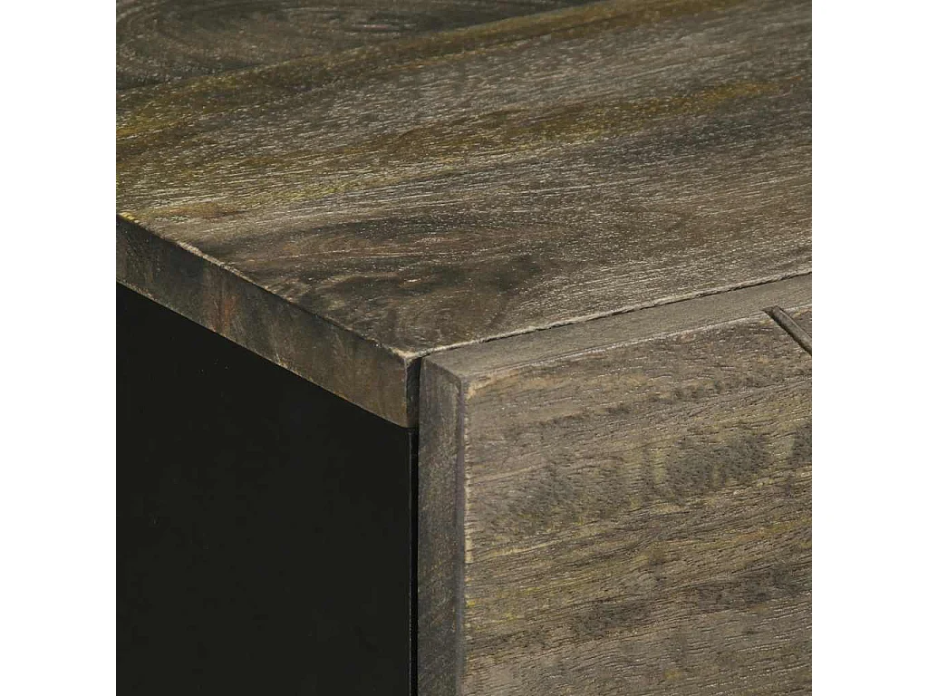 Comodino Nero 50x33x60 cm in Legno Massello di Mango