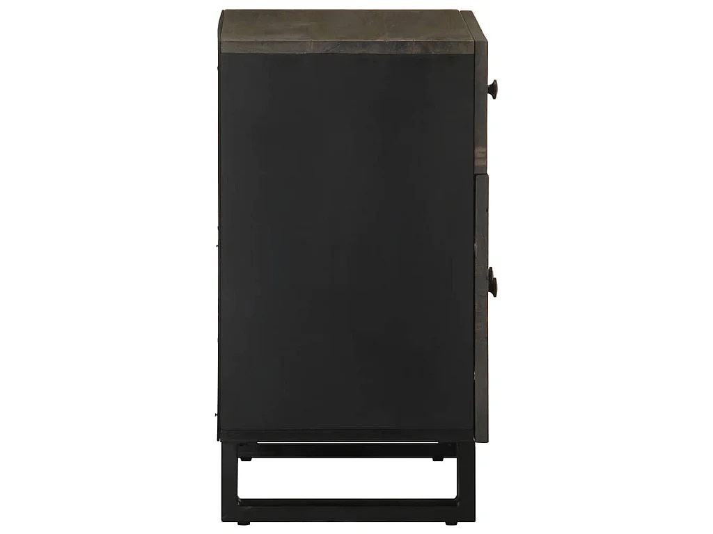 Comodino Nero 50x33x60 cm in Legno Massello di Mango