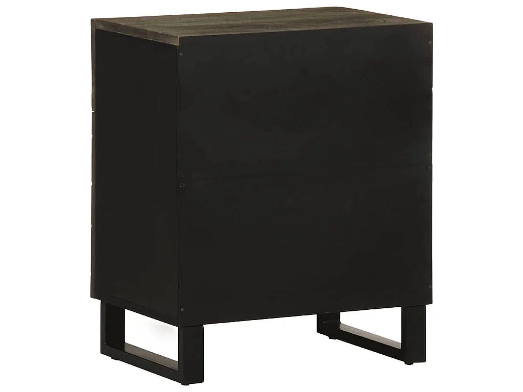 Comodino Nero 50x33x60 cm in Legno Massello di Mango