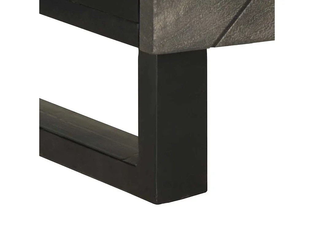 Comodino Nero 50x33x60 cm in Legno Massello di Mango