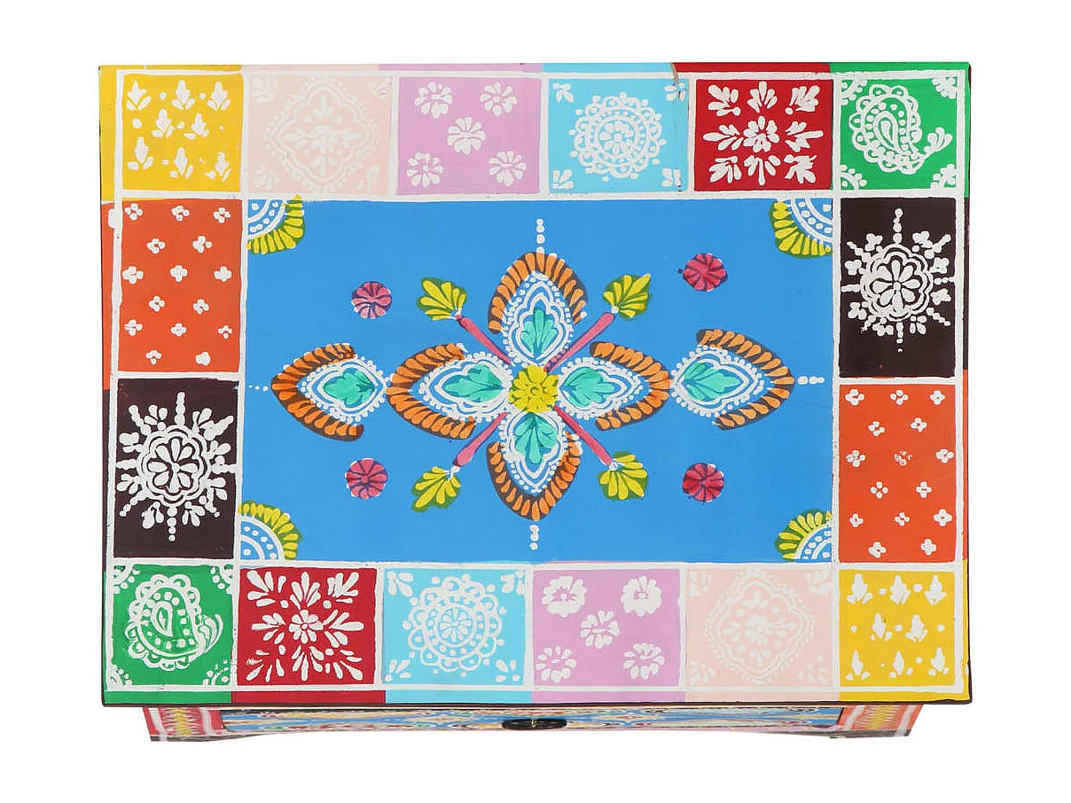 Mesita de noche pintada a mano madera maciza mango 40x30x50 cm