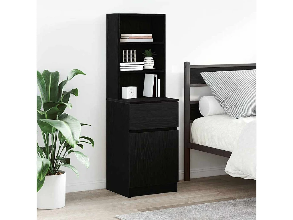 Table de chevet noir 39x35x125 cm bois d’ingénierie