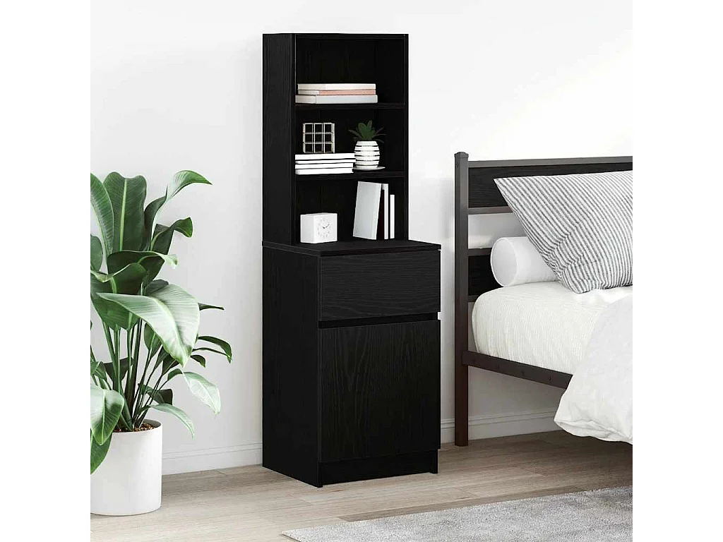 Nachttisch Schwarz 39x35x125 cm Holzwerkstoff