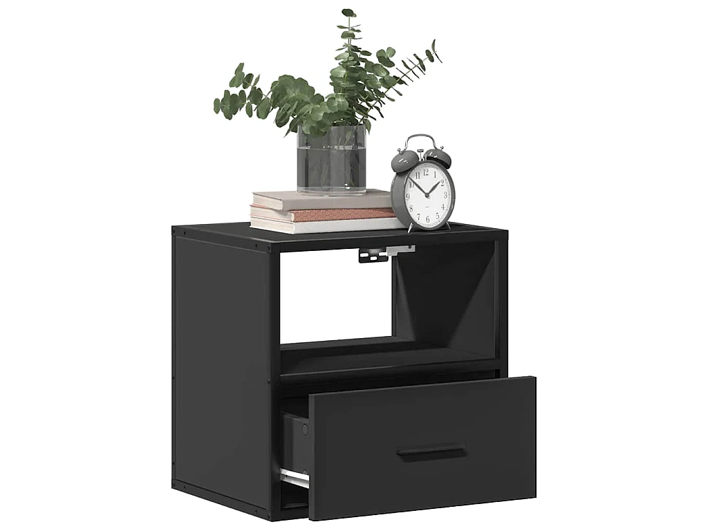 Comodini a Muro 2 pz Nero 40x31x39,5 cm