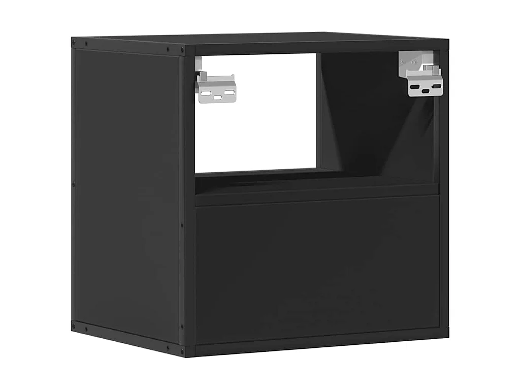 Comodini a Muro 2 pz Nero 40x31x39,5 cm