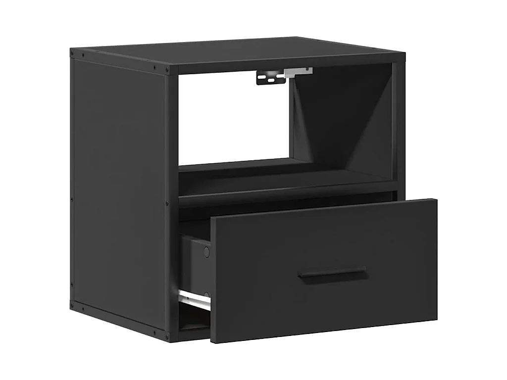 Comodini a Muro 2 pz Nero 40x31x39,5 cm