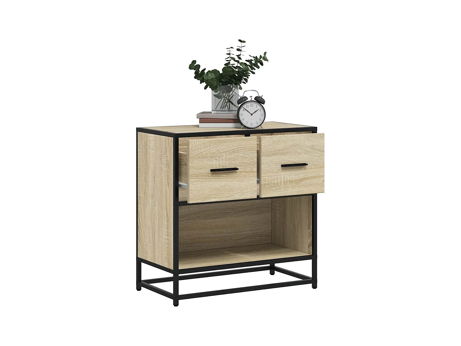 Comodino Rovere Sonoma 60x31x60 cm in Truciolato e Metallo