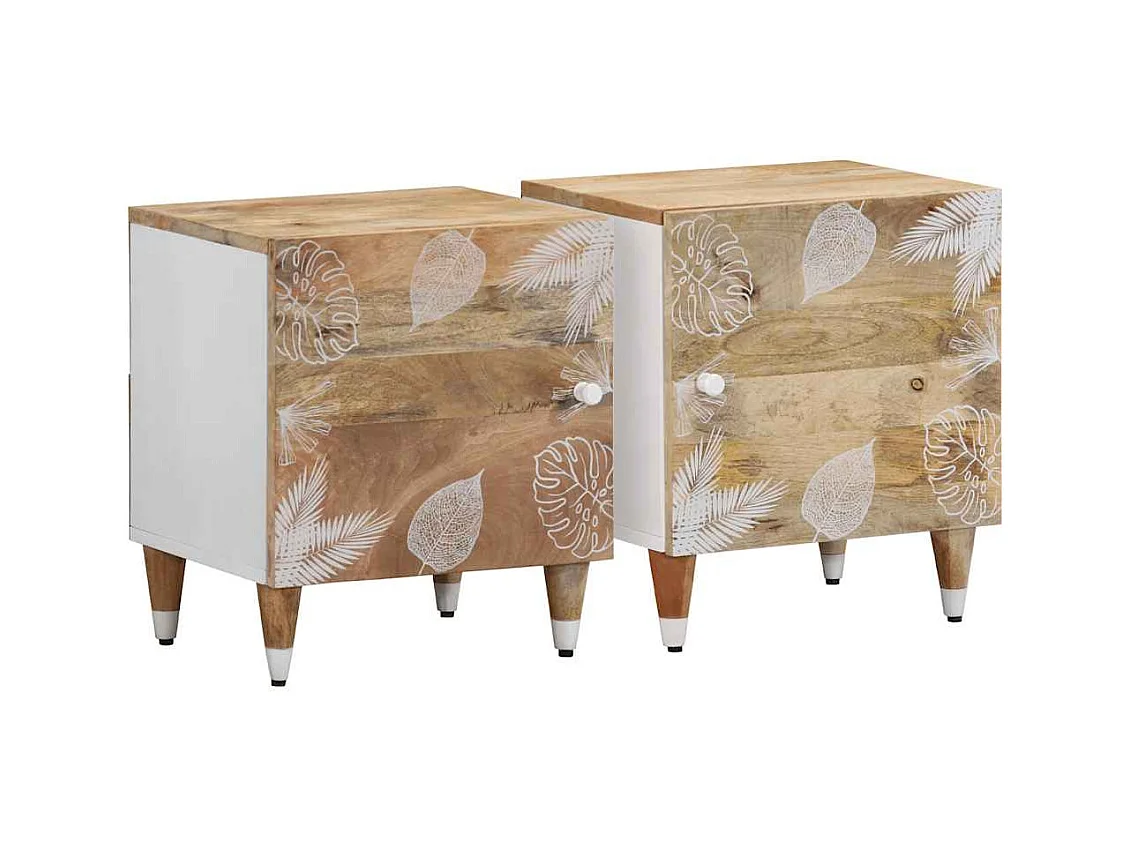 Tables de chevet 2 pcs 40x33,5x46 cm Bois de manguier solide