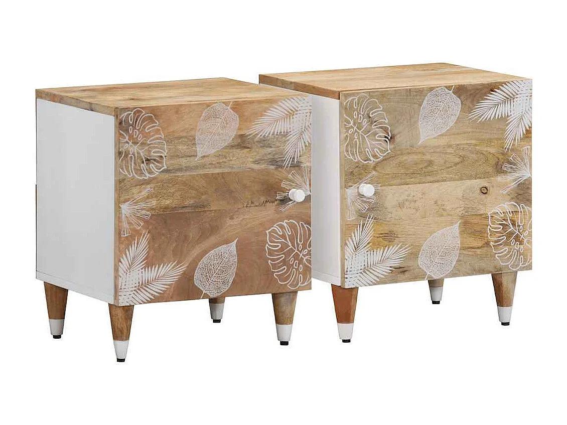 Mesas de cabeceira 2 pcs 40x33,5x46 cm madeira mangueira maciça