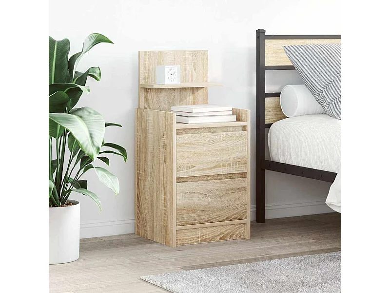 Mesa de cabeceira com 2 gavetas 38x34x80 cm carvalho sonoma