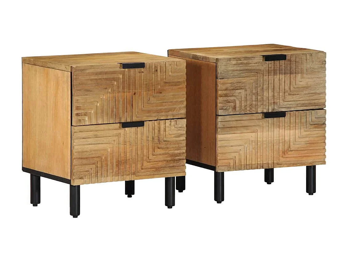 Tables de chevet 2 pcs 40x33x46 cm bois de manguier solide