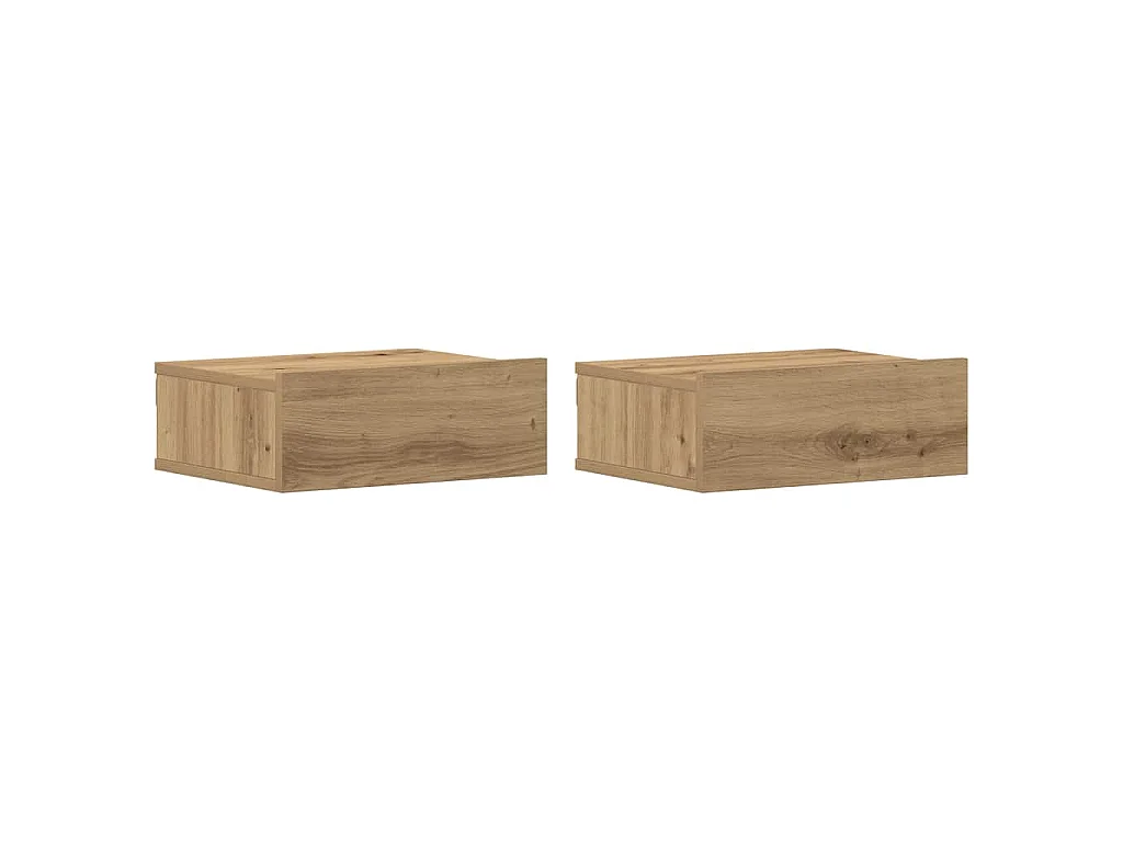 Comodini Pensili 2pz Rovere Artigianale 40x30x15 cm Truciolato
