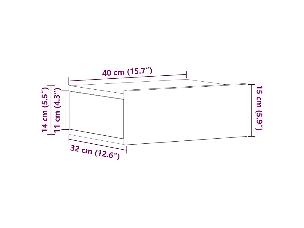 Comodini Pensili 2pz Rovere Artigianale 40x30x15 cm Truciolato