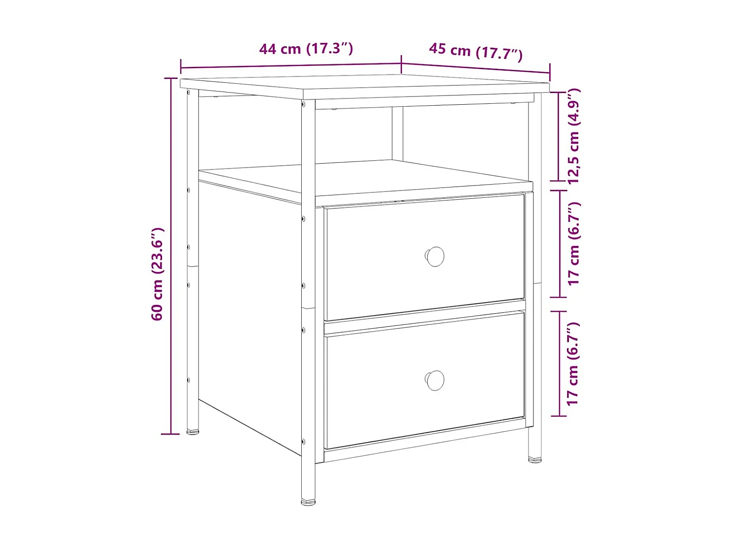 Nachttische 2 Stk. Artisan-Eiche 44x45x60 cm Holzwerkstoff