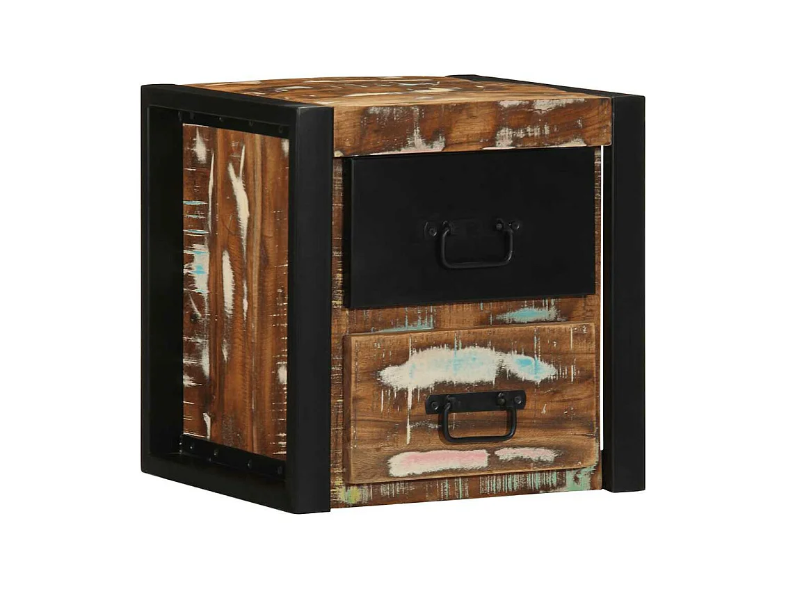 Nachtkastjes 2st 40x35x40cm massief gerecycled hout meerkleurig