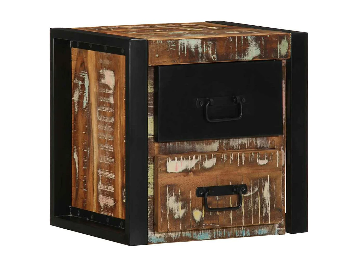 Nachttische 2 Stk. Mehrfarbig 40x35x40 cm Altholz Massivholz