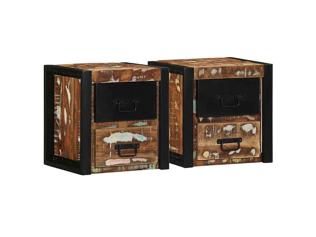 Tables de chevet 2 pcs multicolore 40x35x40cm bois récupération