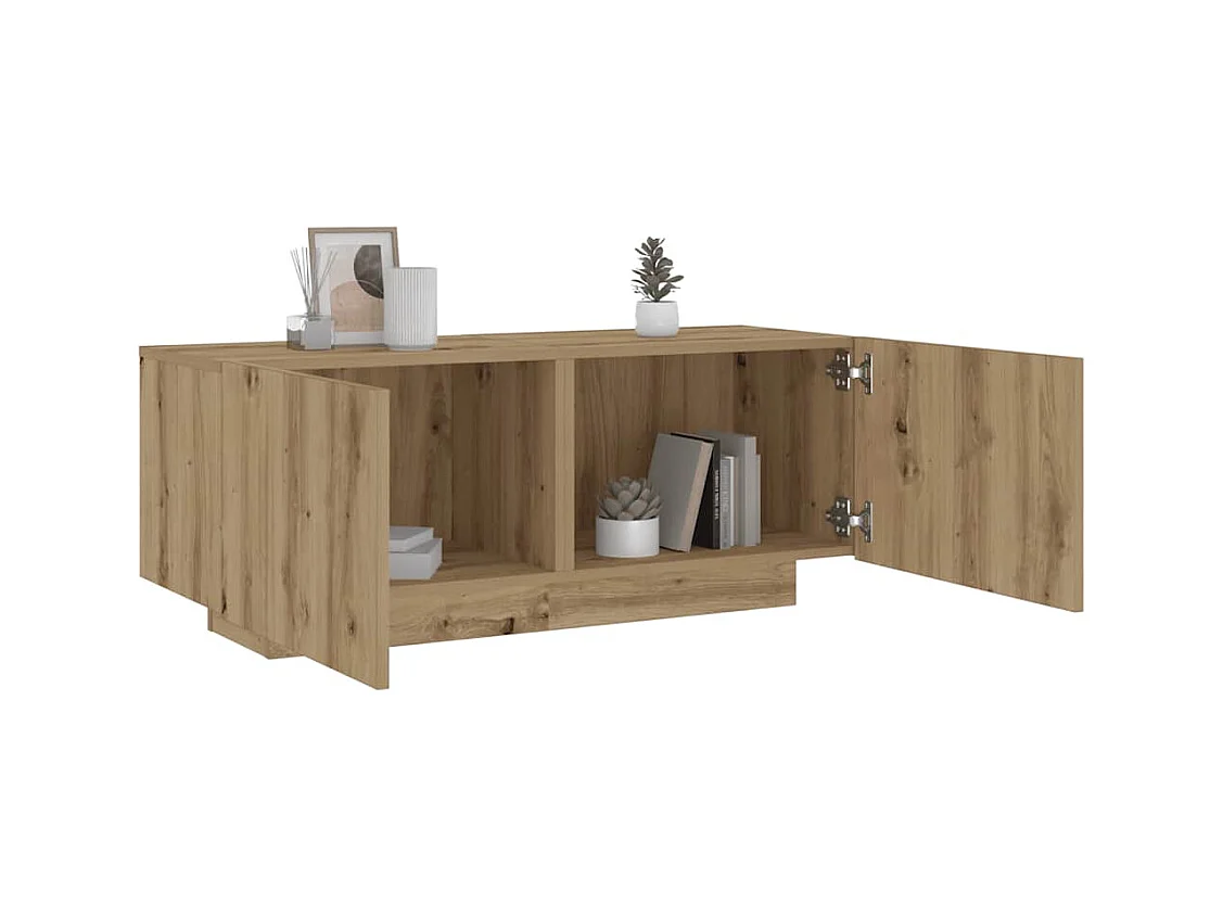 Nachtkastje 100x35x40 cm bewerkt hout artisanaal eikenkleur