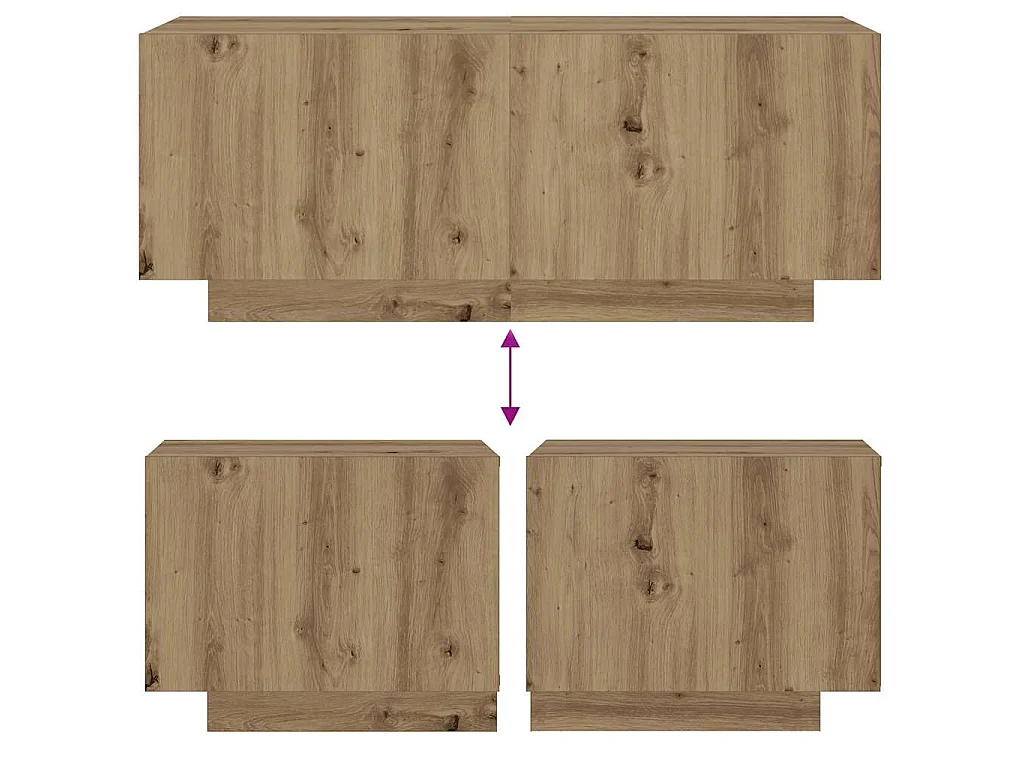 Table de chevet chêne artisanal 100x35x40 cm bois d’ingénierie