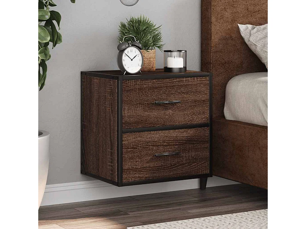 Wand-Nachttische 2 Stk. Braun Eichen-Optik 40x31x39,5 cm