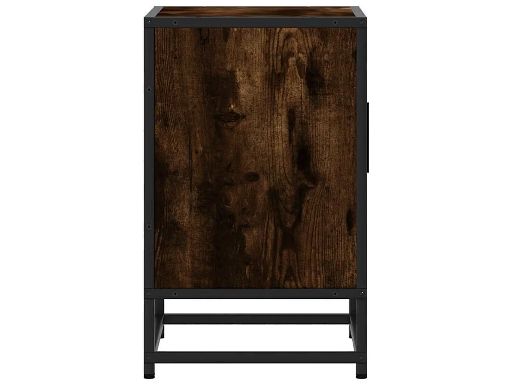Mesita noche madera ingeniería roble ahumado 40x31x50cm metal