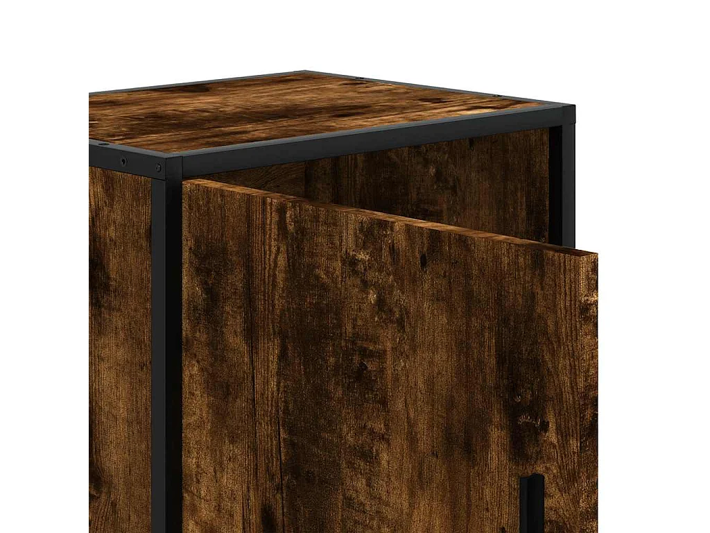 Mesita noche madera ingeniería roble ahumado 40x31x50cm metal