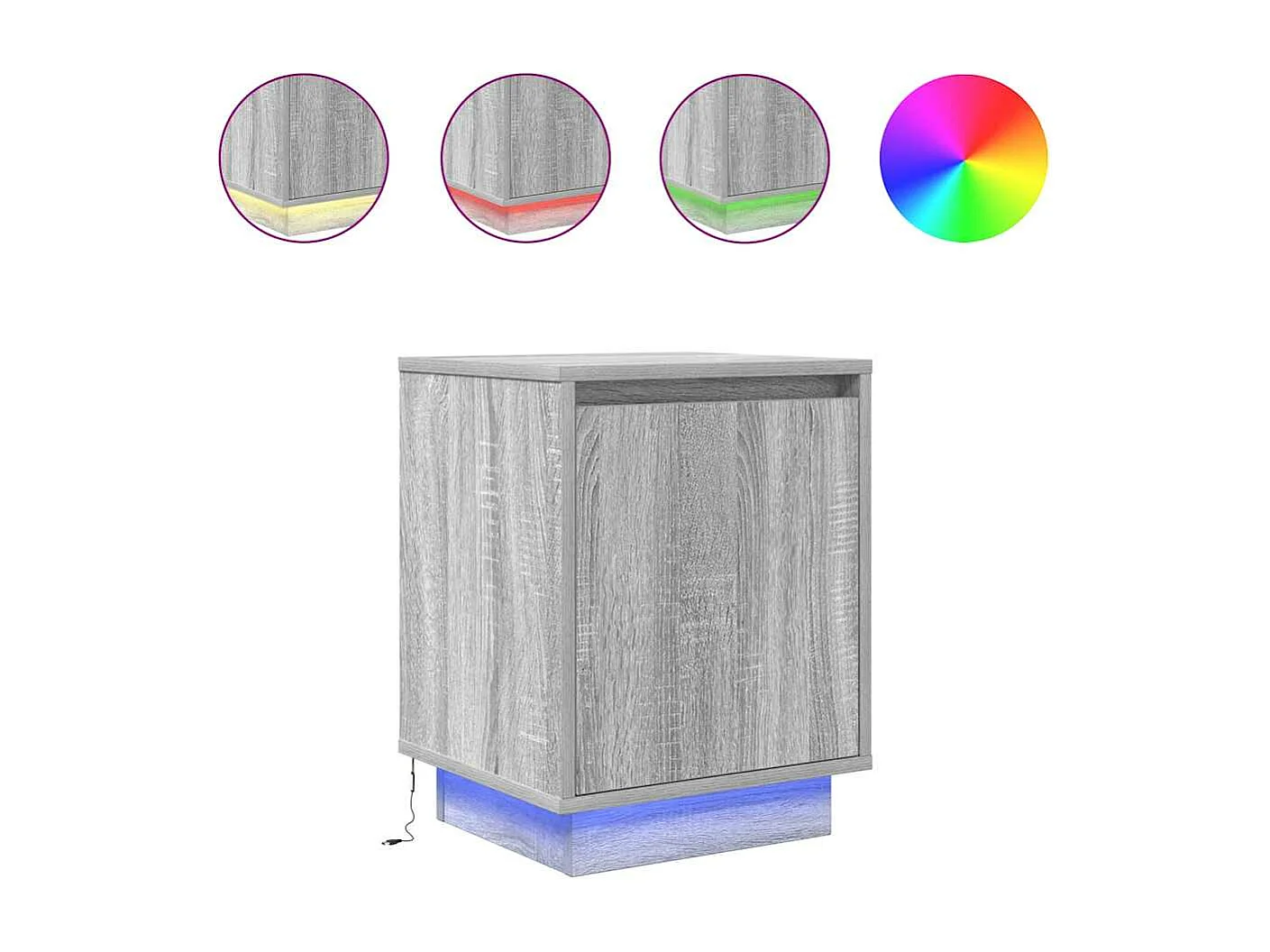 Nachttisch mit LED-Leuchten Grau Sonoma 38x34x50 cm