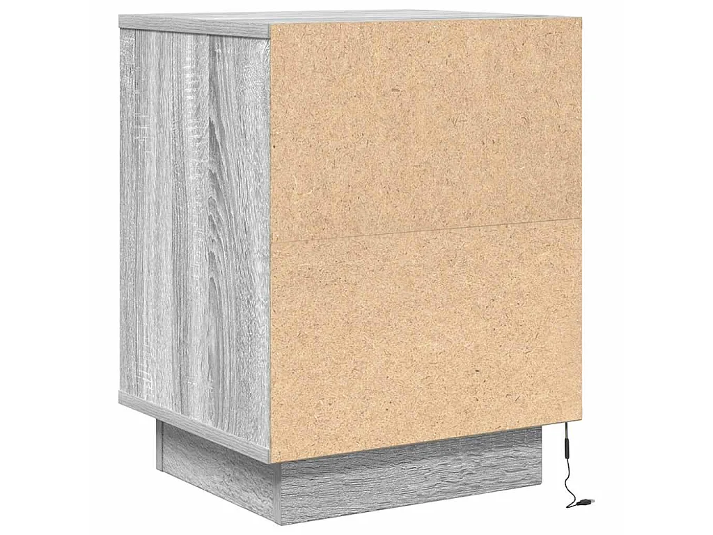 Nachttisch mit LED-Leuchten Grau Sonoma 38x34x50 cm