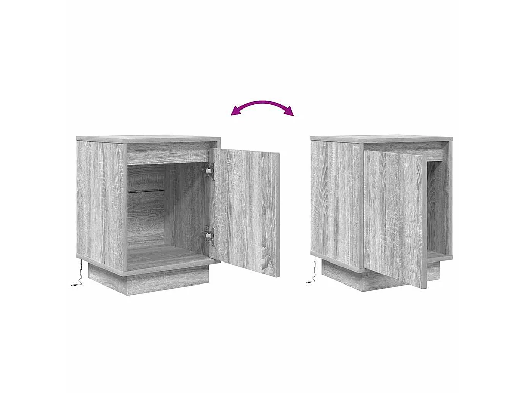 Nachttisch mit LED-Leuchten Grau Sonoma 38x34x50 cm