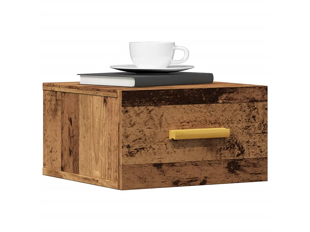 Table de chevet murale vieux bois 35x35x20 cm