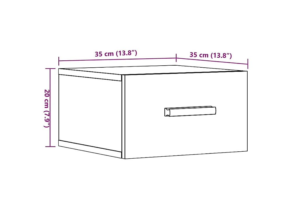 Table de chevet murale vieux bois 35x35x20 cm